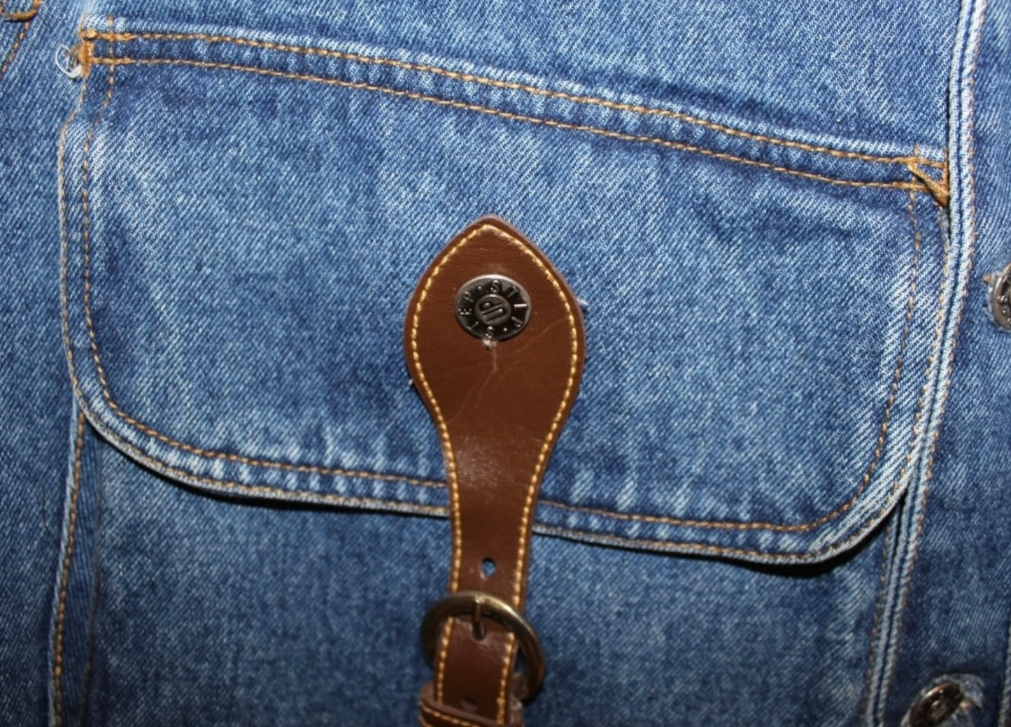 Sio Denim Dress Vintage with Big Pocket Leather Strap