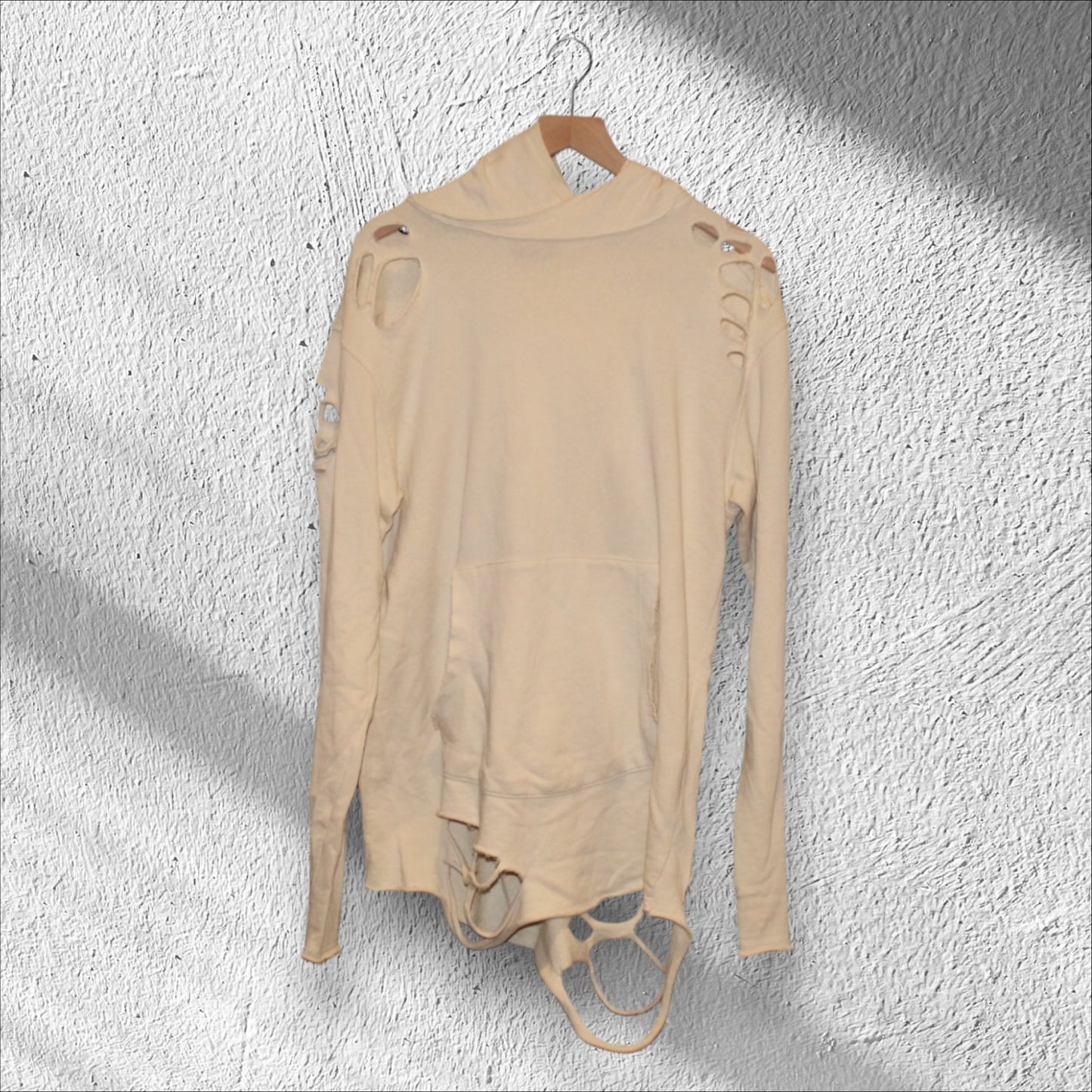 Jordan Craig Distressed Beige Hoodie Large