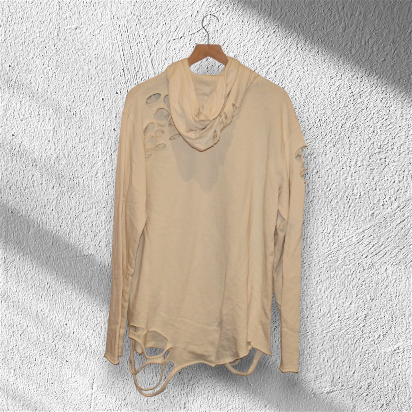 Jordan Craig Distressed Beige Hoodie Large