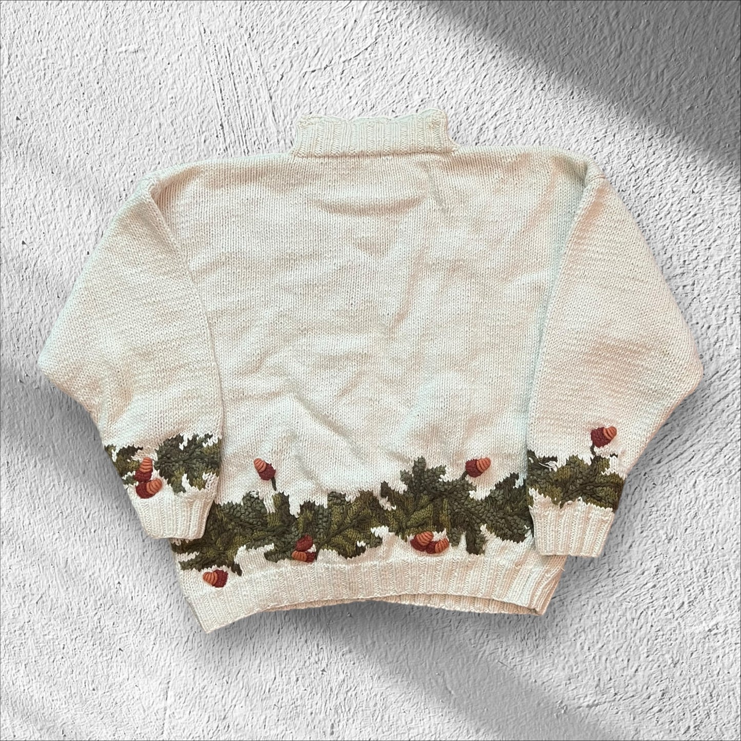 Vintage 90s Holiday Knit Sweater Pine Tree Winter Nature Theme