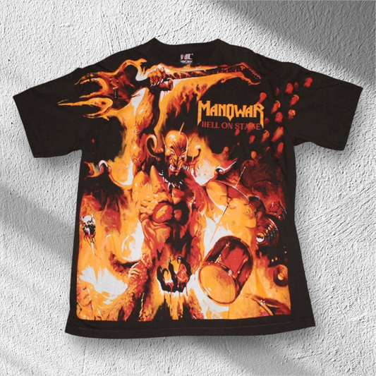 Manowar “Hell on Stage” All Over Print Shirt Reprint XL