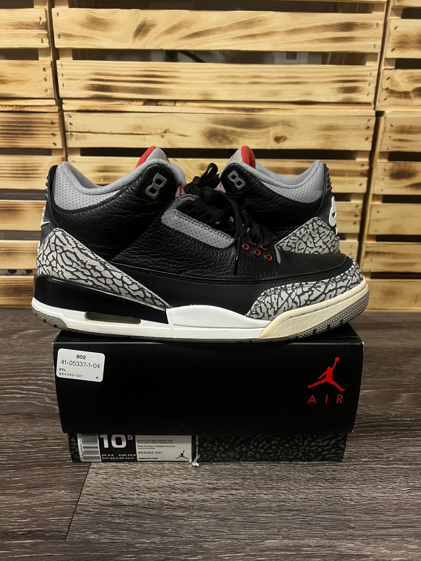 Air Jordan 3 Retro Black Cement Size 10.5