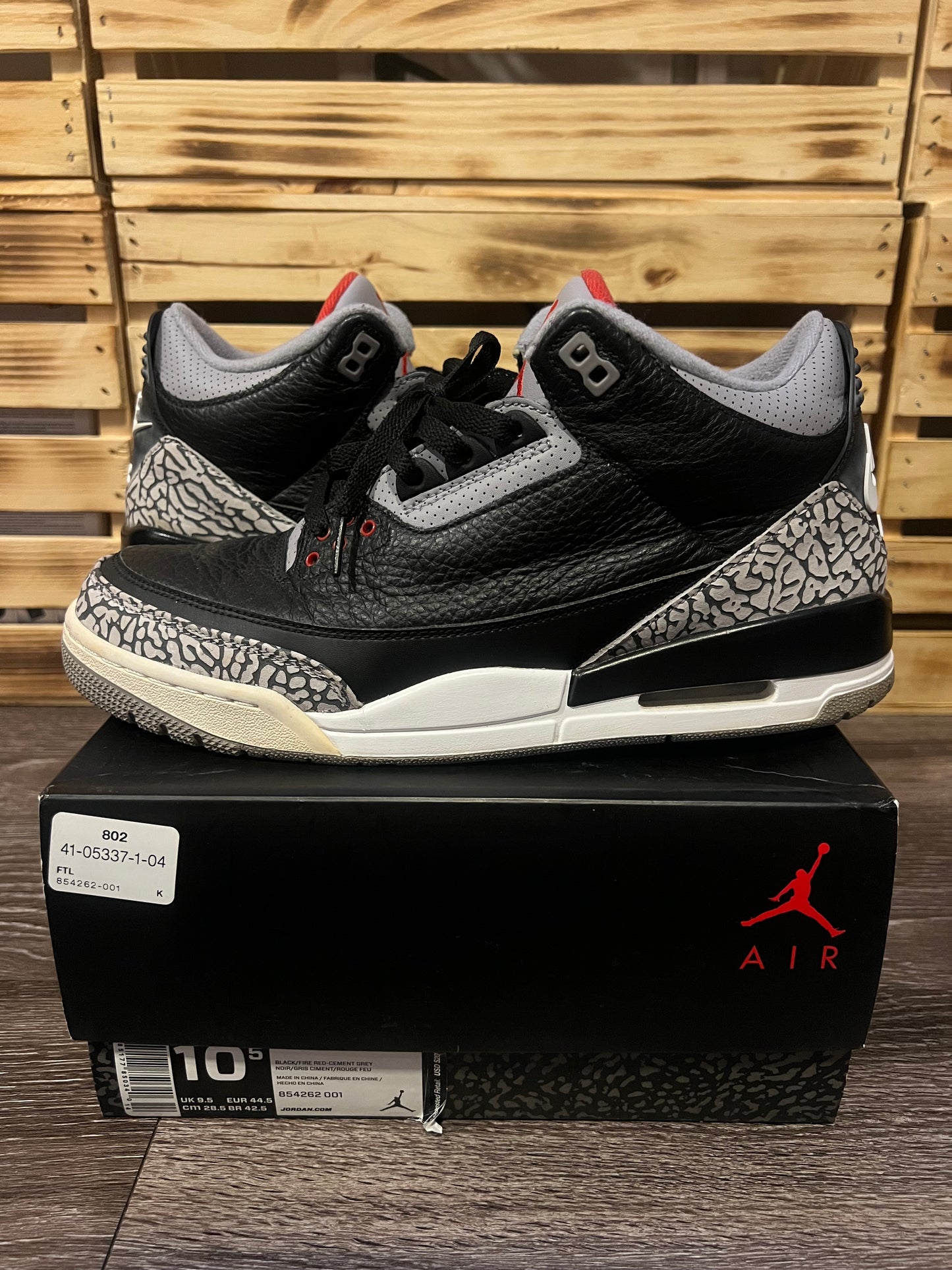 Air Jordan 3 Retro Black Cement Size 10.5