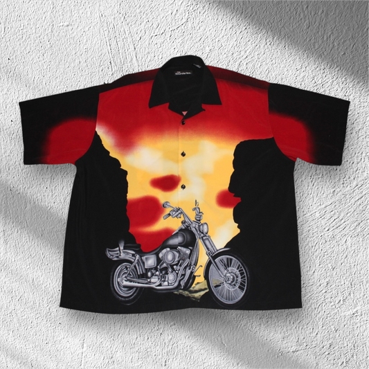 Vintage Motorcycle No Boundaries Harley Davidson Button-Up Shirt – 2XL