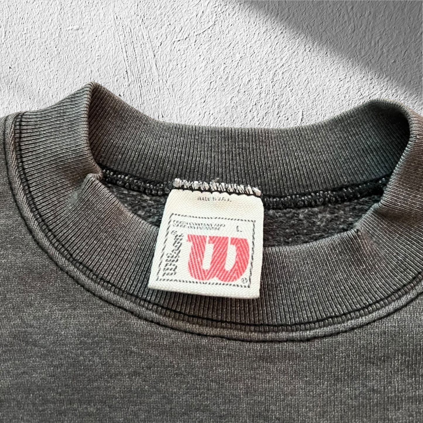 Vintage Wilson Black & Grey Crewneck Sweatshirt – Large (Made in USA)