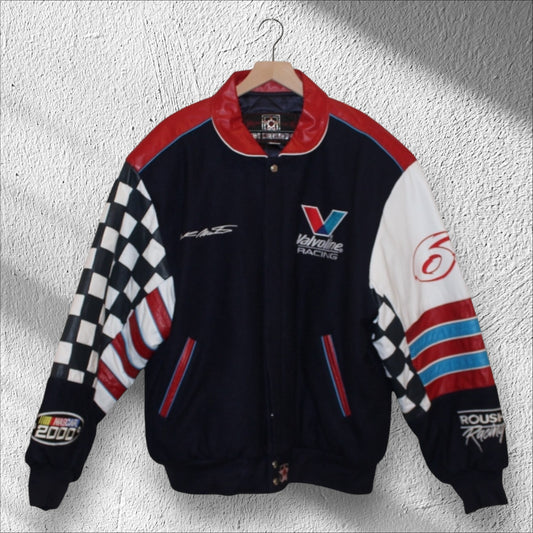 2000s Vintage NASCAR Valvoline Mark Martin Leather Jacket Mark Martin