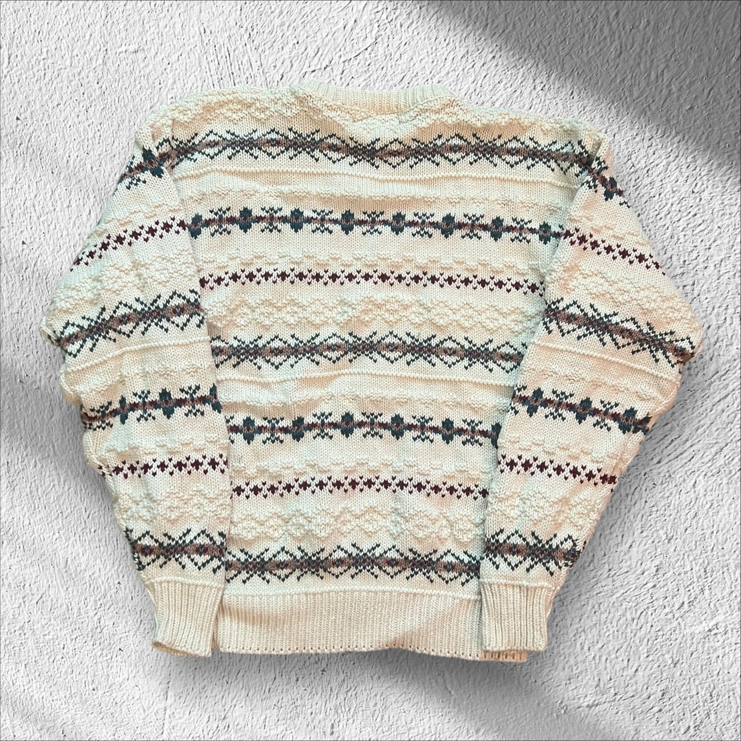 Vintage 90s Fair Isle Isle of Cotton Striped Knit Sweater – USA Made