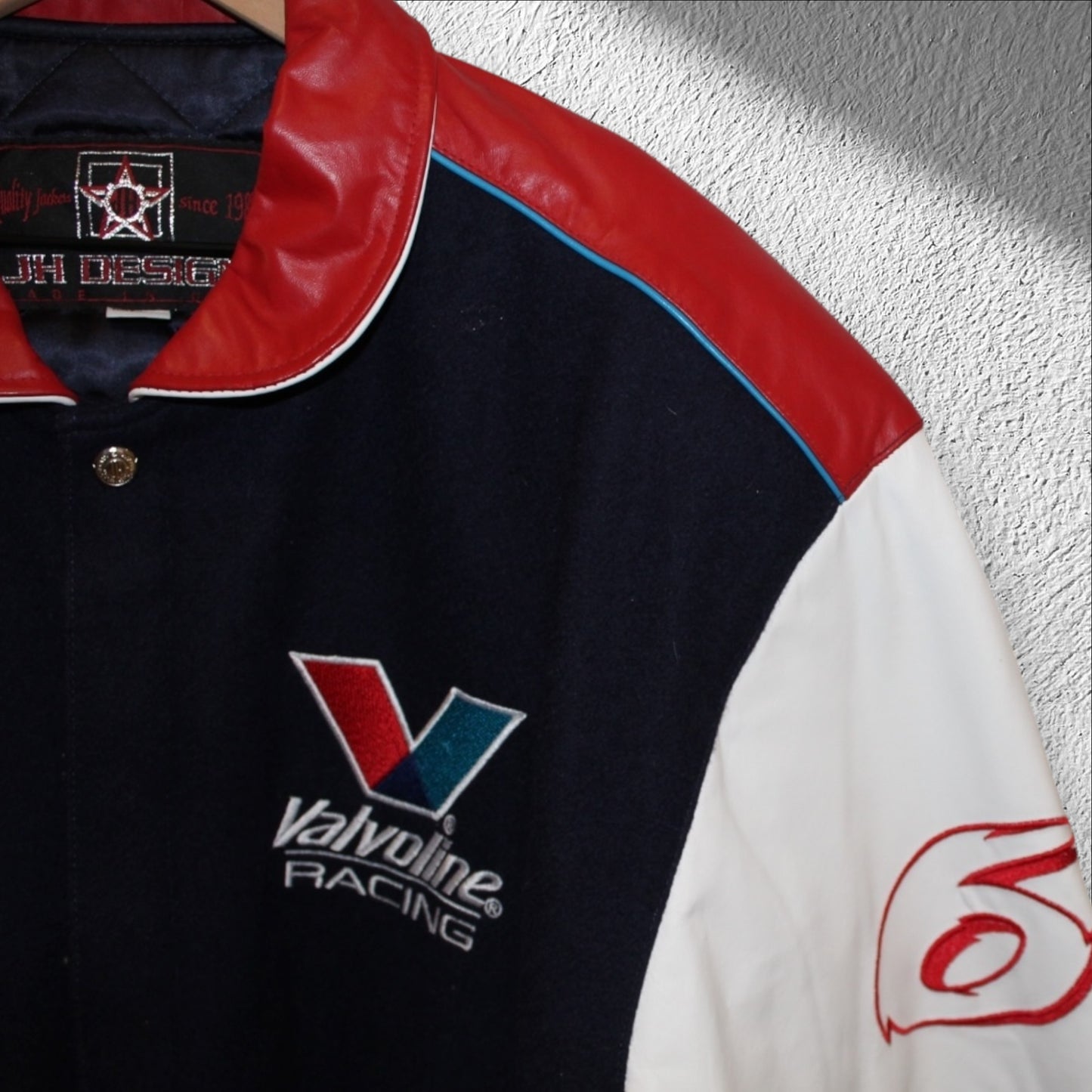 2000s Vintage NASCAR Valvoline Mark Martin Leather Jacket Mark Martin