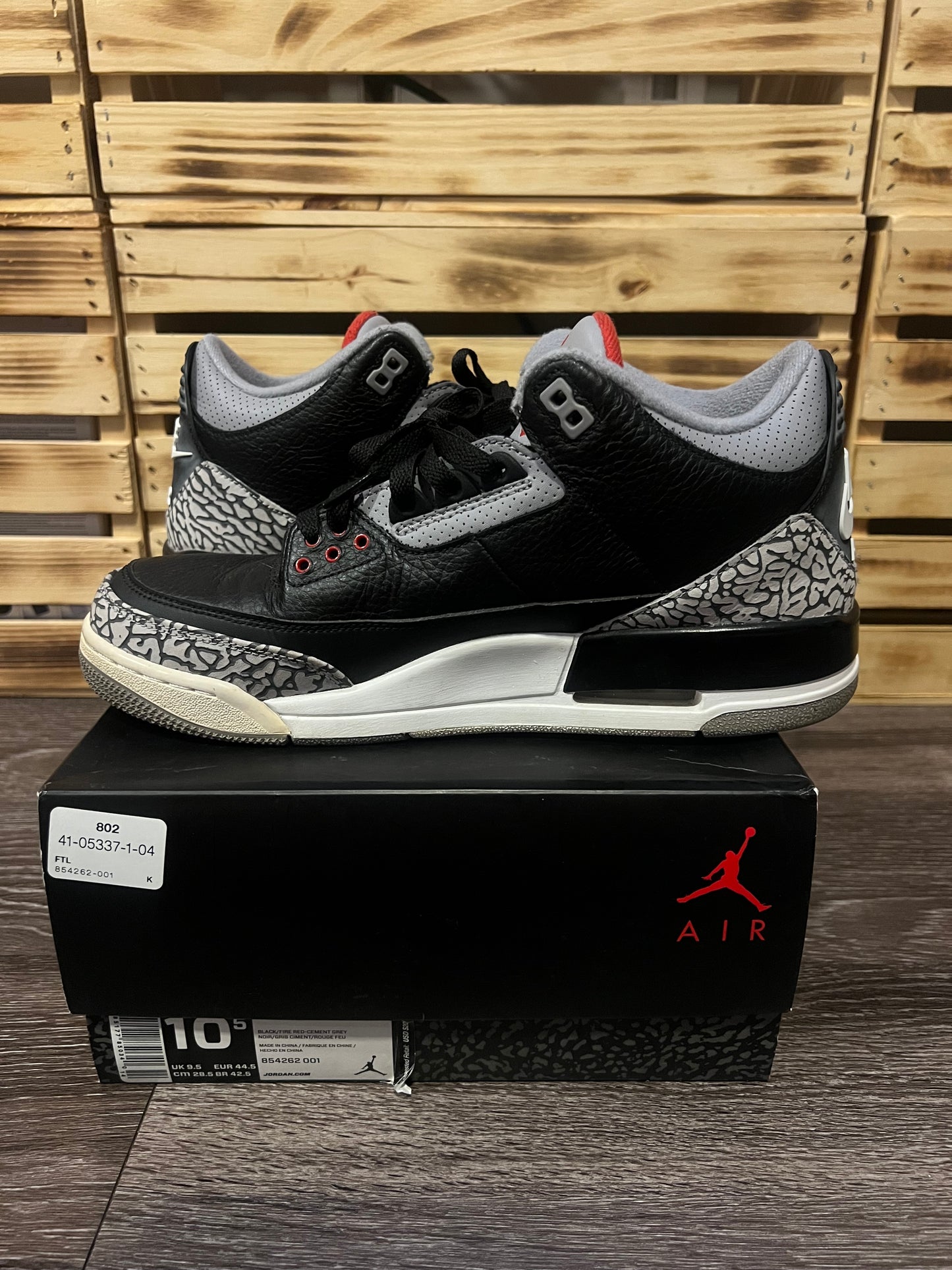Air Jordan 3 Retro Black Cement Size 10.5