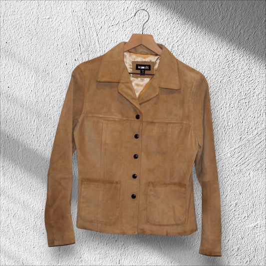 Laguna Girl Brown Leather Suede Cargo Jacket Women’s Small