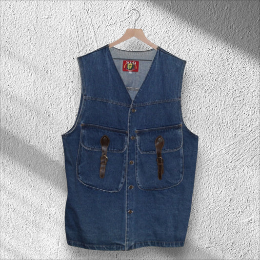 Sio Denim Dress Vintage with Big Pocket Leather Strap