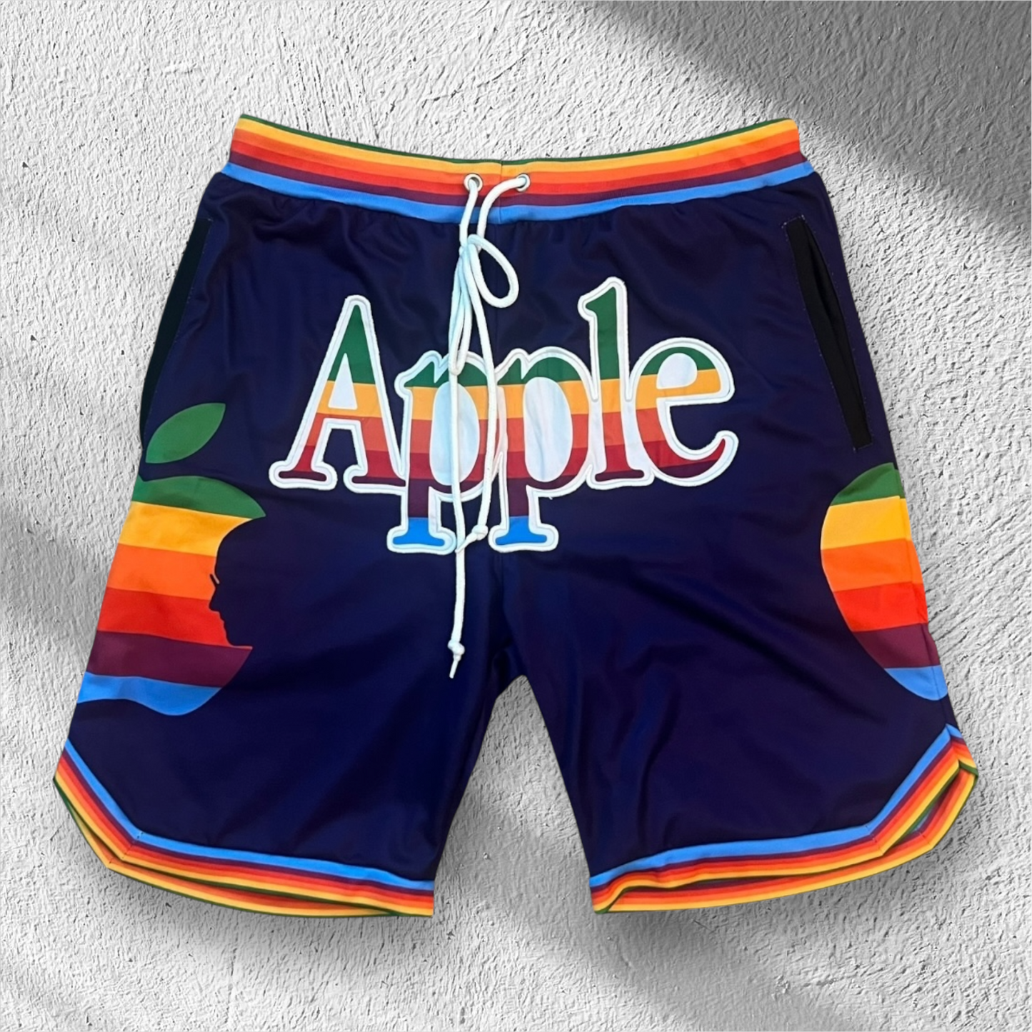 Apple Multicolor Retro Logo Shorts Steve Jobs Nineteenth Letter Chicago Large