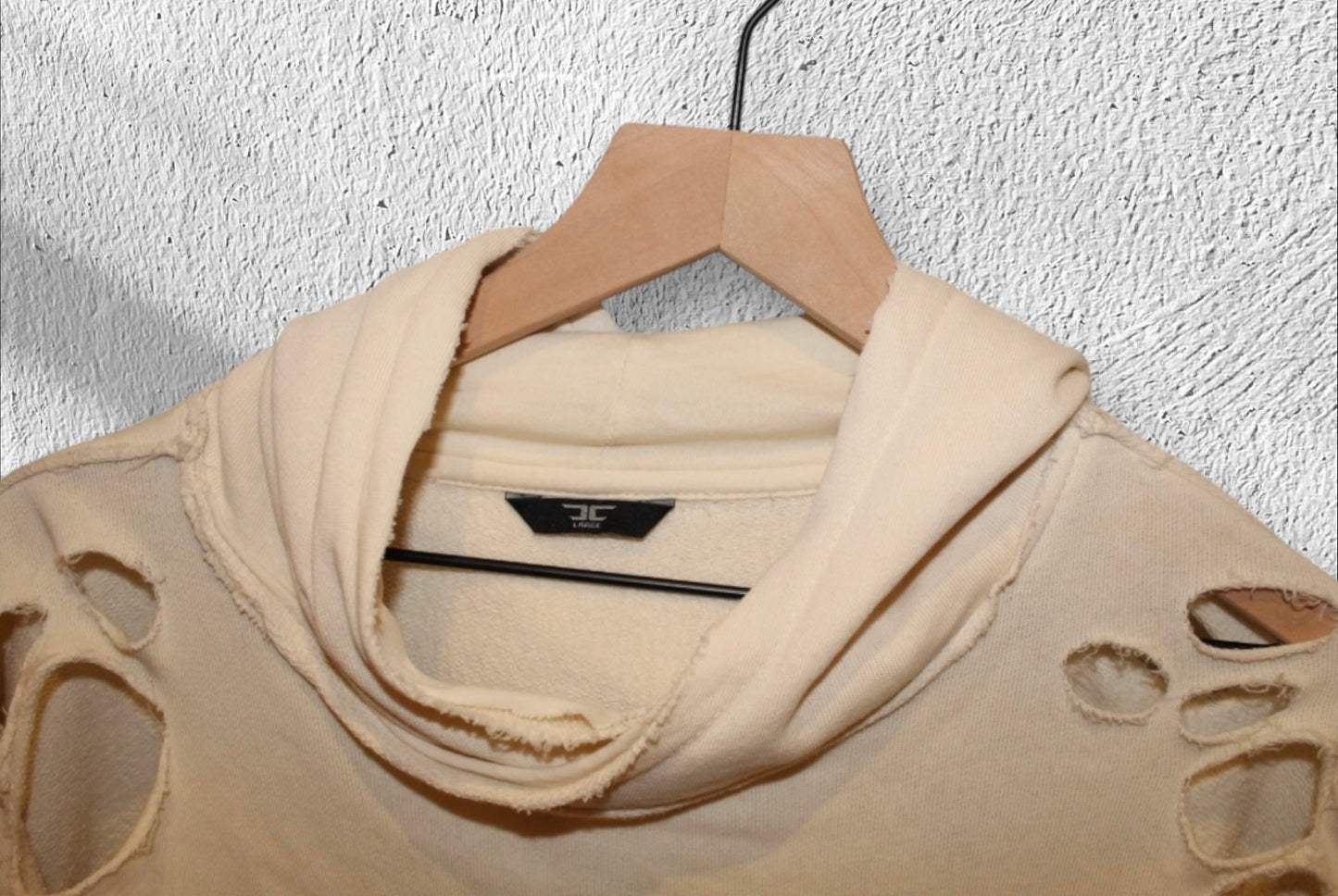 Jordan Craig Distressed Beige Hoodie Large