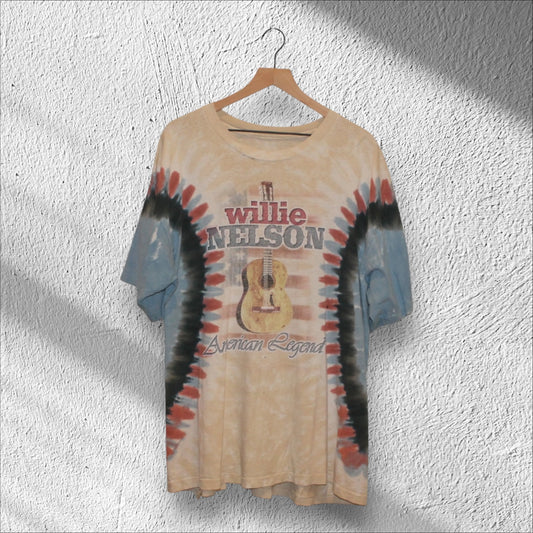 Vintage Willie Nelson American Legend Liquid Blue Tie-Dye T-Shirt – XL
