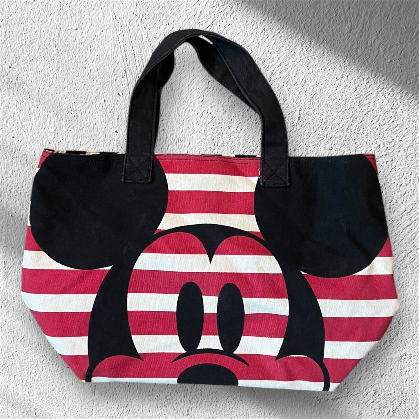 Disney Tote Minnie & Mickey Mouse Canvas Striped Beach Bag