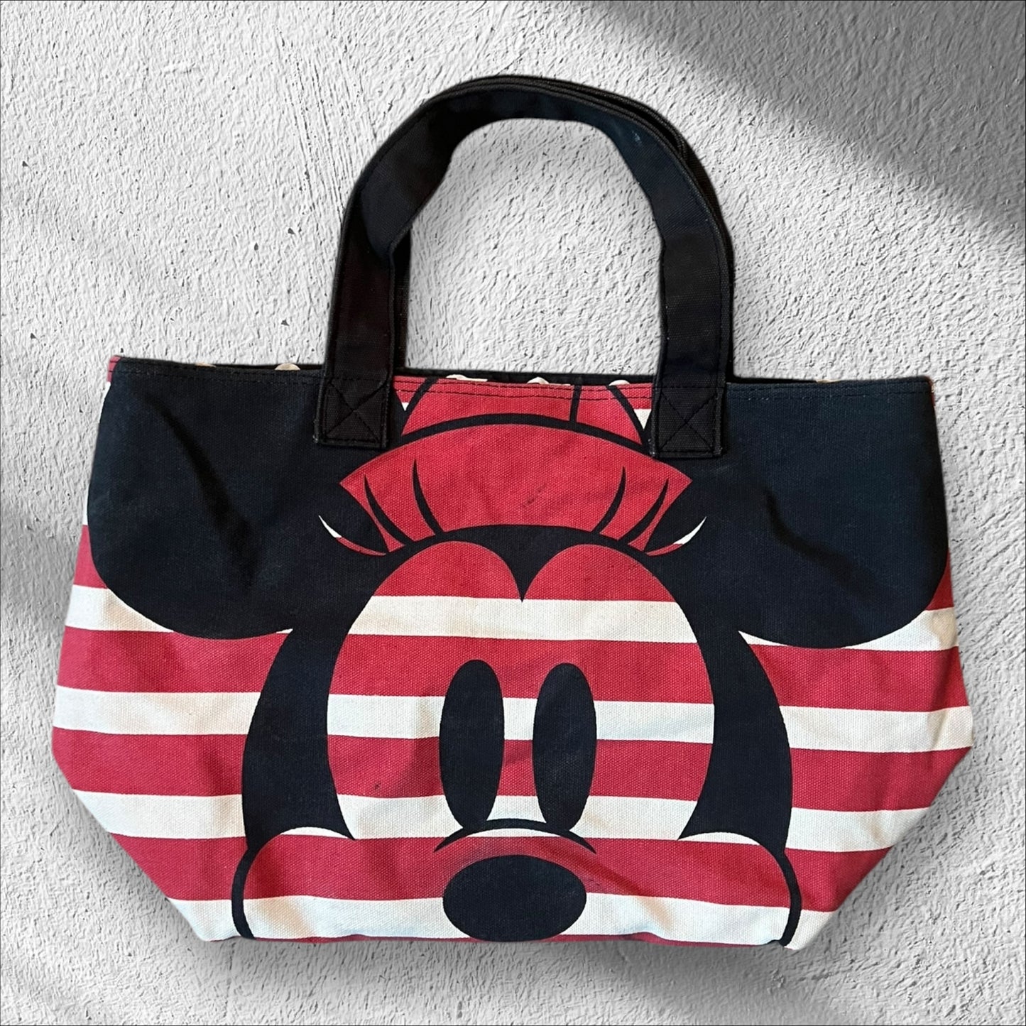 Disney Tote Minnie & Mickey Mouse Canvas Striped Beach Bag