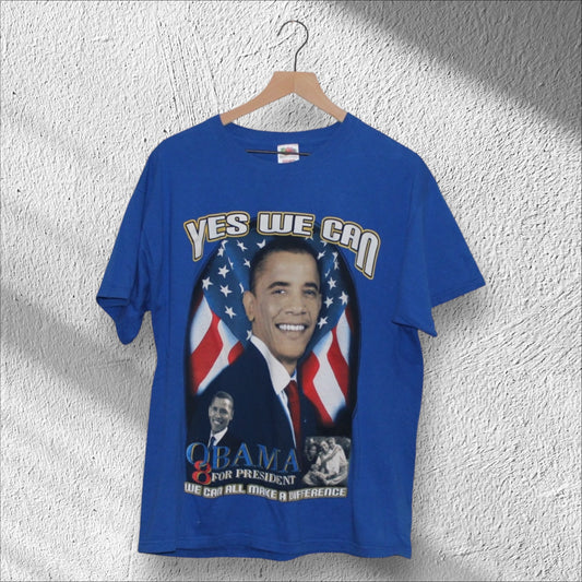 Vintage 2008 Barack Obama Yes We Can Shirt Large