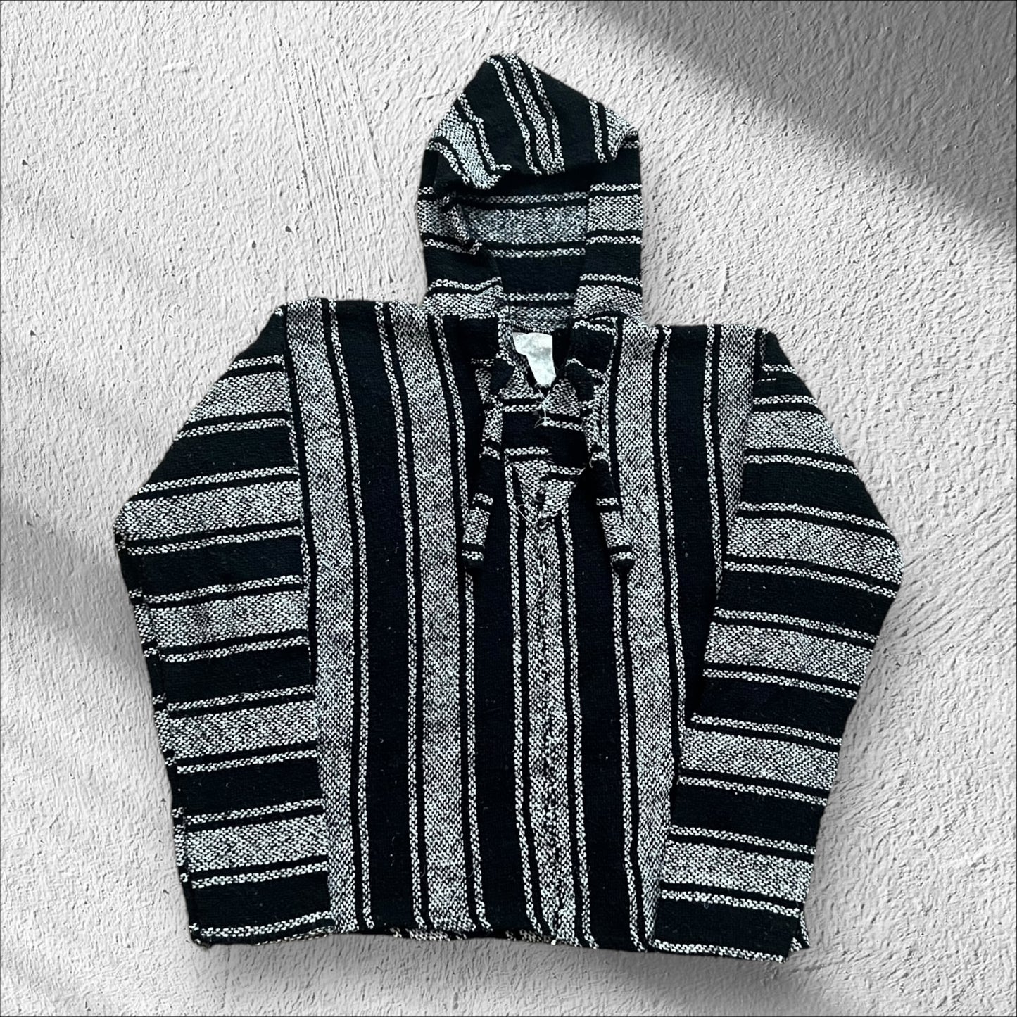 Vintage Mexican Baja Striped Drug Rug Hoodie – Size Medium