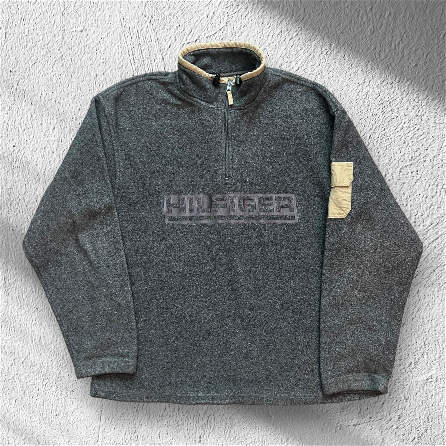 Vintage 90s Tommy Hilfiger Spellout Quarter Zip Pullover – Size Large