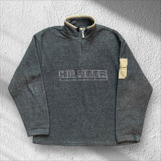 Vintage 90s Tommy Hilfiger Spellout Quarter Zip Pullover – Size Large