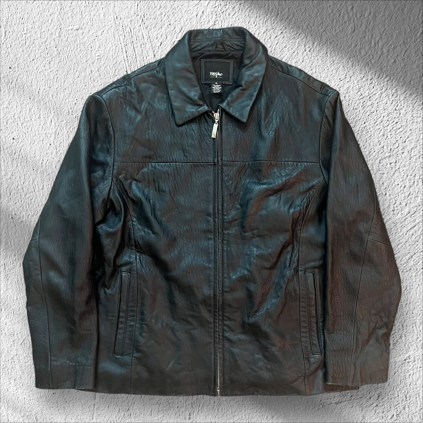 Vintage Mossimo Black Leather Moto Jacket Men’s XL