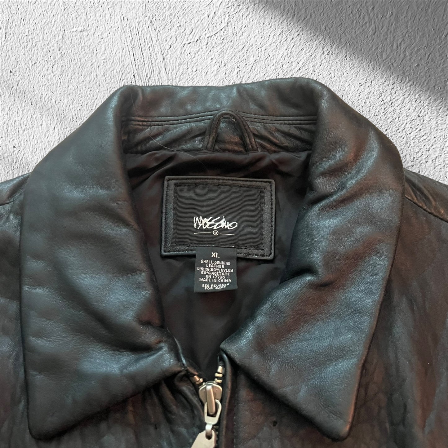 Vintage Mossimo Black Leather Moto Jacket Men’s XL