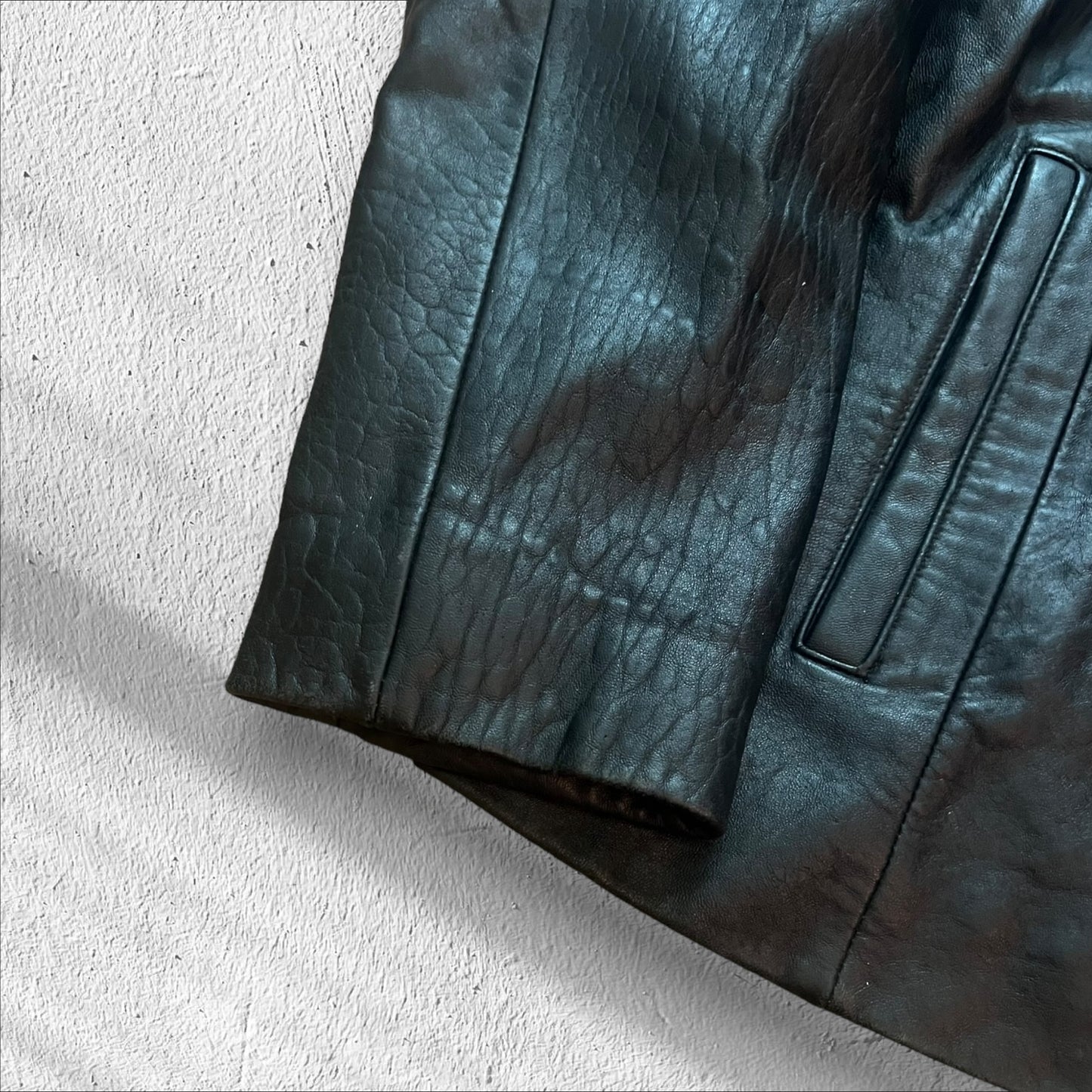 Vintage Mossimo Black Leather Moto Jacket Men’s XL