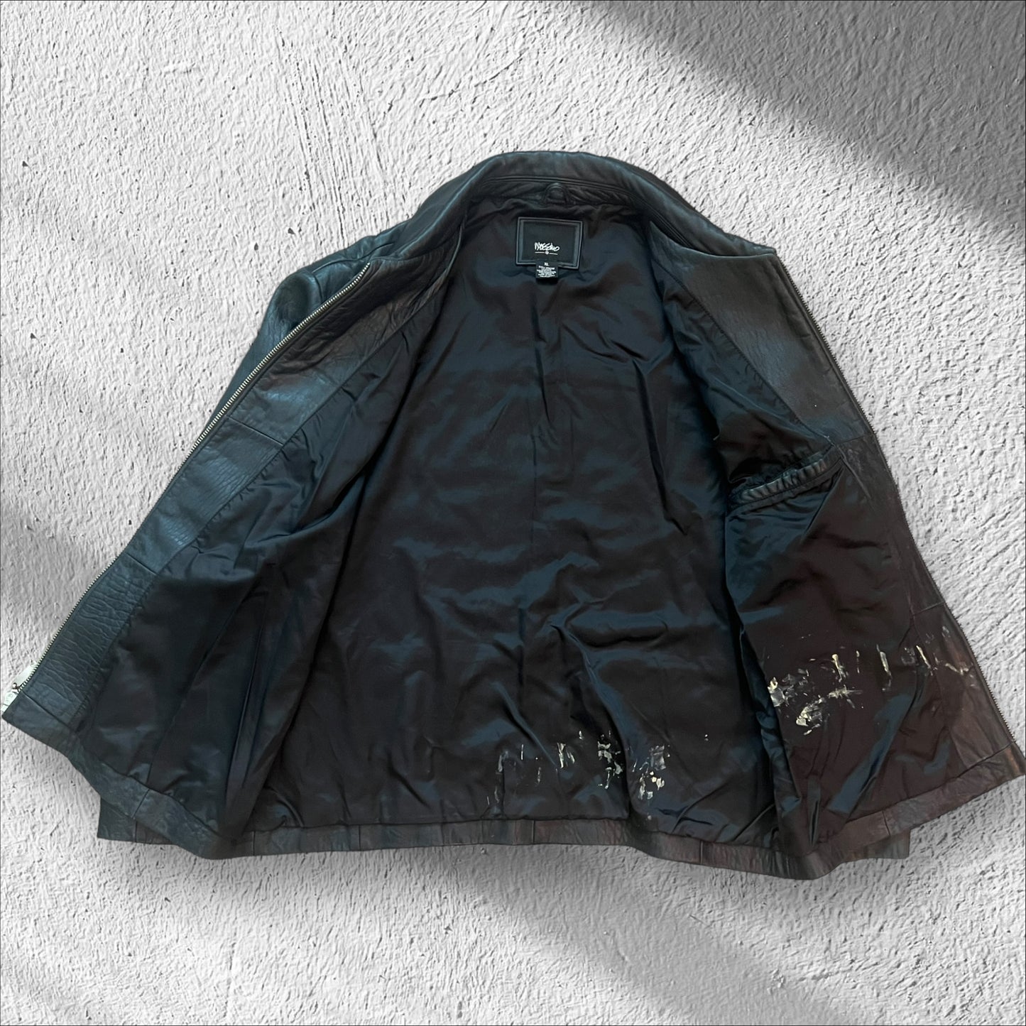 Vintage Mossimo Black Leather Moto Jacket Men’s XL