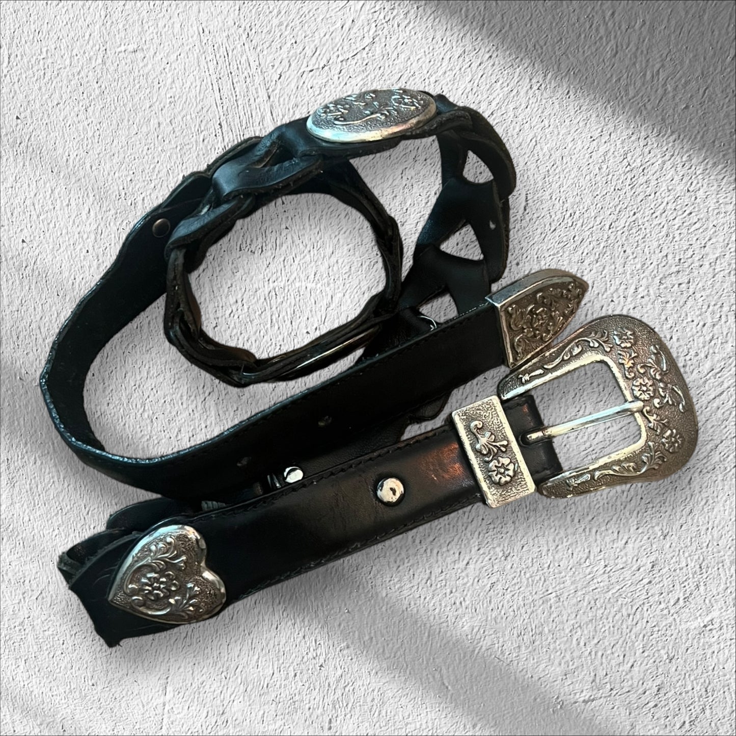 Vintage Resistol Ornate Metal Belt Floral Heart Design (Fits 27”–31” Waist)