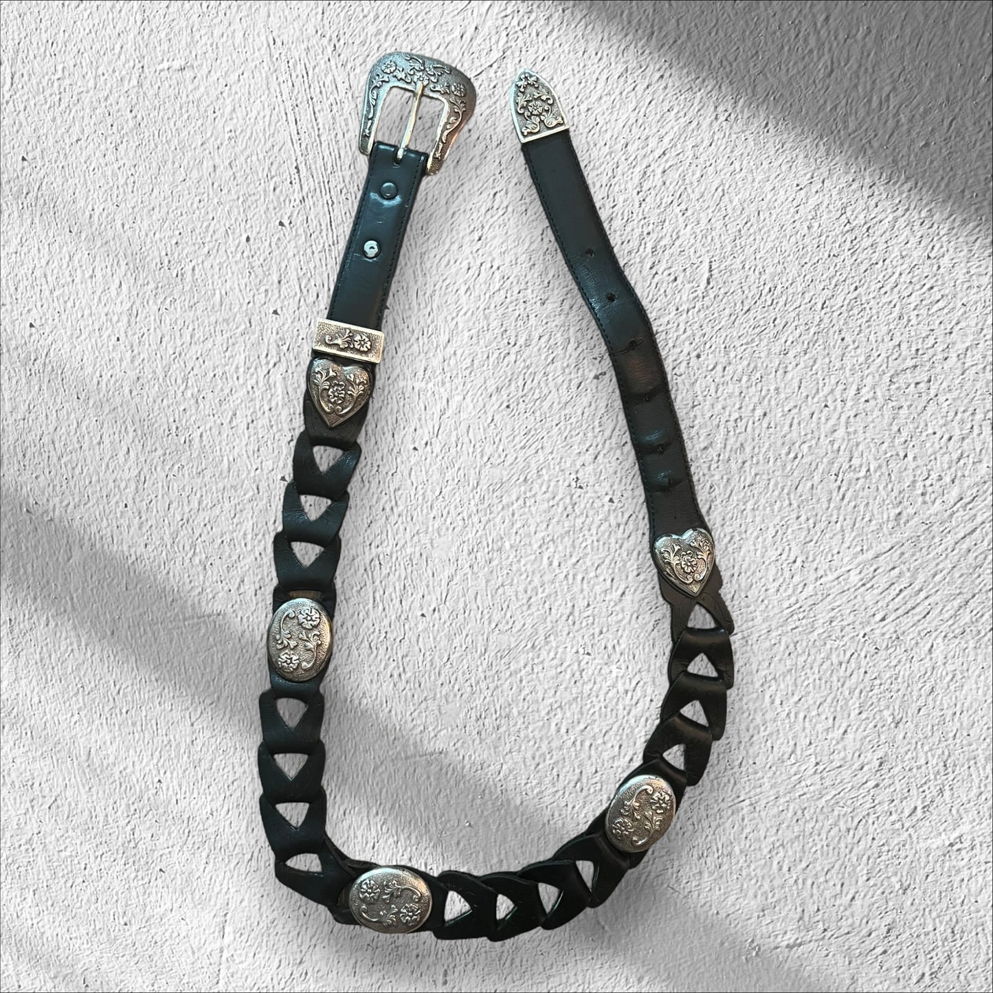 Vintage Resistol Ornate Metal Belt Floral Heart Design (Fits 27”–31” Waist)