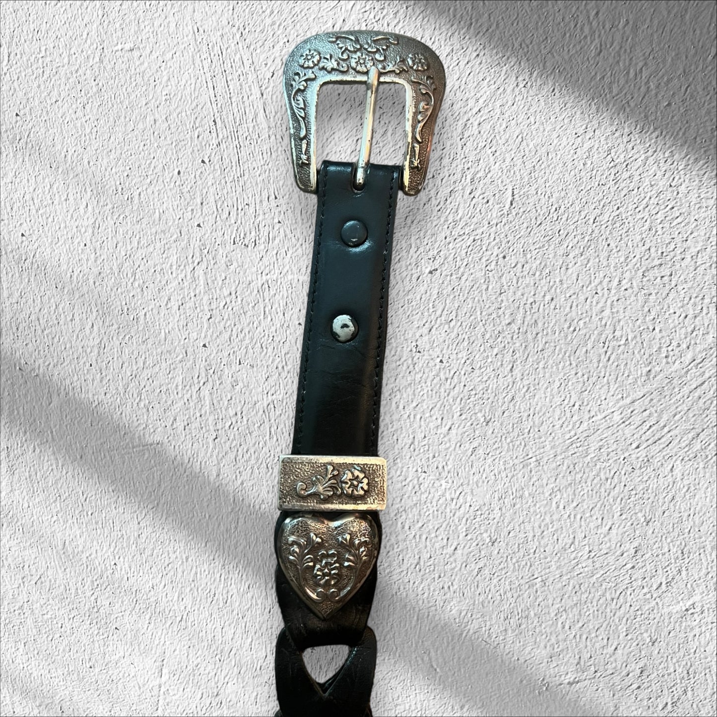 Vintage Resistol Ornate Metal Belt Floral Heart Design (Fits 27”–31” Waist)