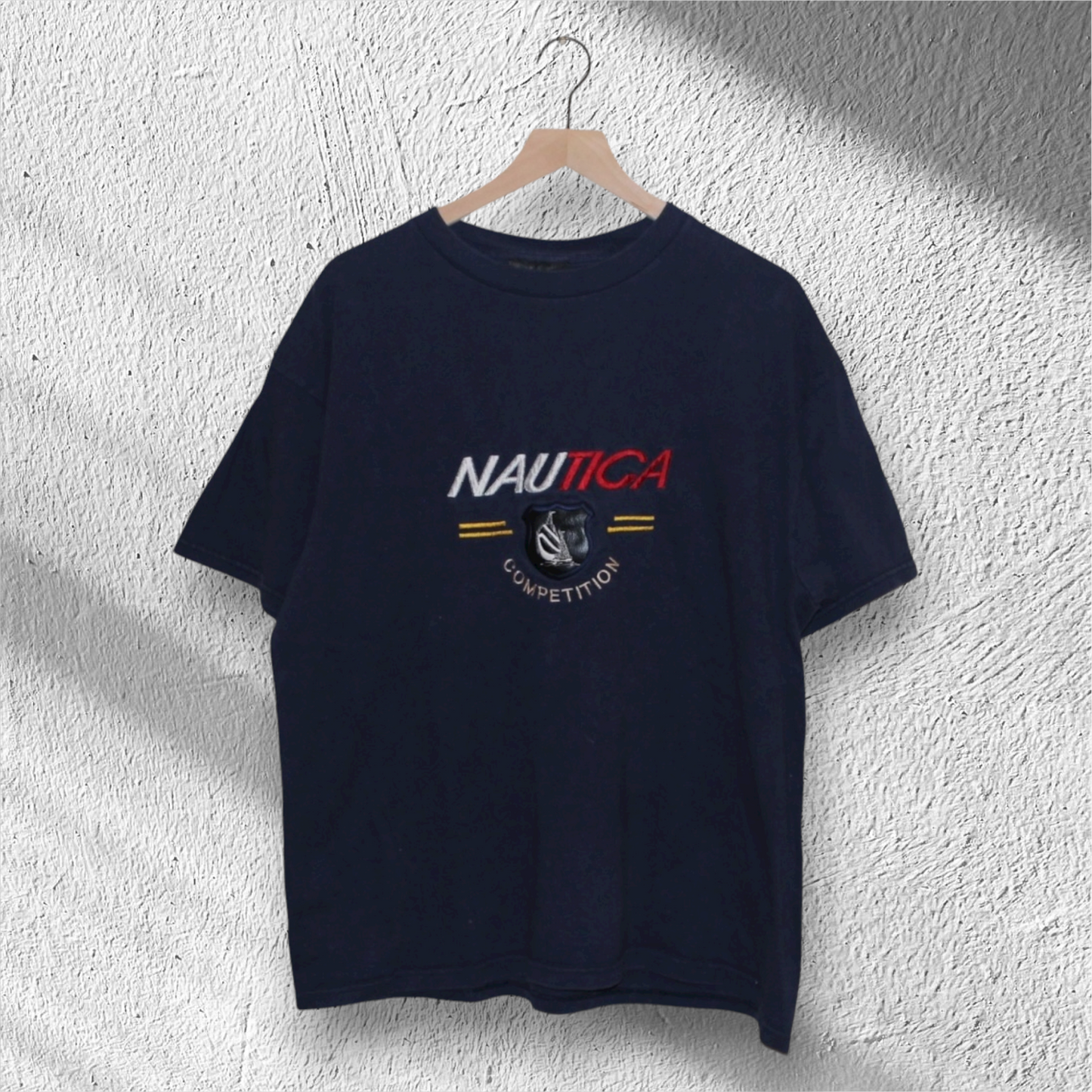 Vintage 90s Nautica Competition Spellout Embroidered Shirt XL