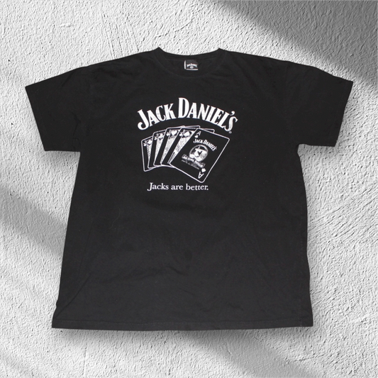 Vintage Y2K Jack Daniel’s “Jacks Are Better” Card Graphic T-Shirt 2XL