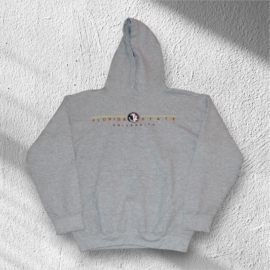 Vintage Y2K Florida State Seminoles Spellout Hoodie Gray Medium