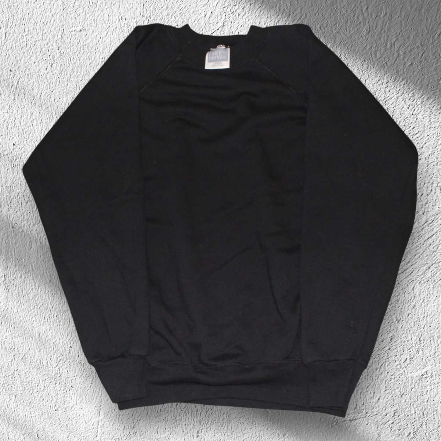Vintage 90s Hanes Her Way Black Blank Crewneck – Large (Made in USA)