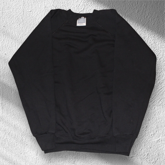 Vintage 90s Hanes Her Way Black Blank Crewneck – Large (Made in USA)