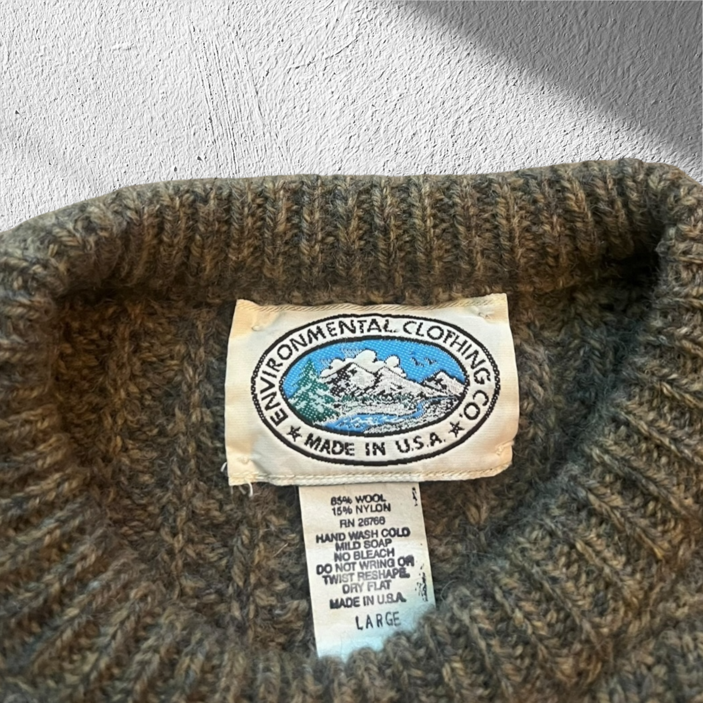 Vintage 90s Textured Pattern Wool Sweater Environmental Clothing Co Large