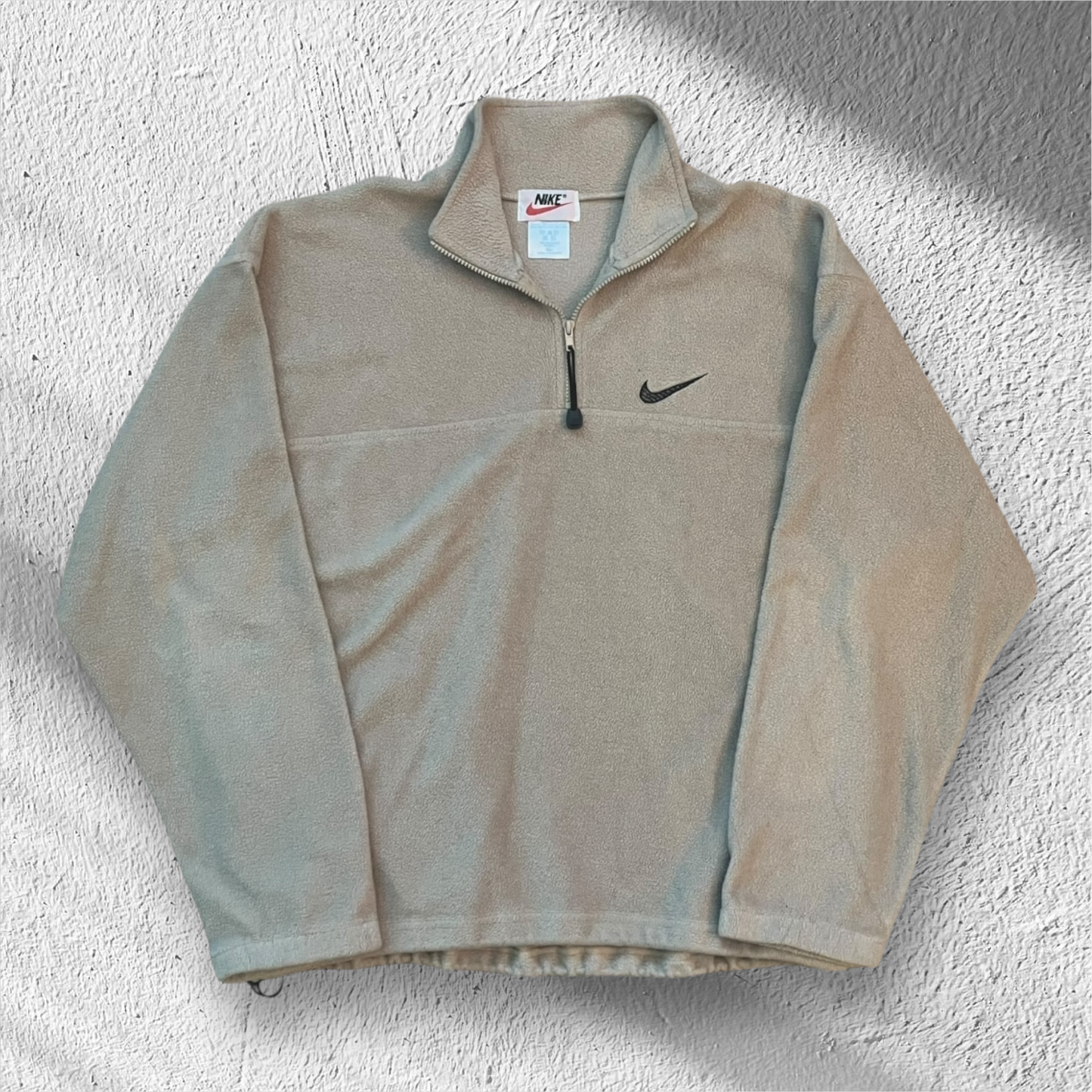 Vintage 90s Nike 1/4 Zip Thermal Sweatshirt Tan Streetwear XL