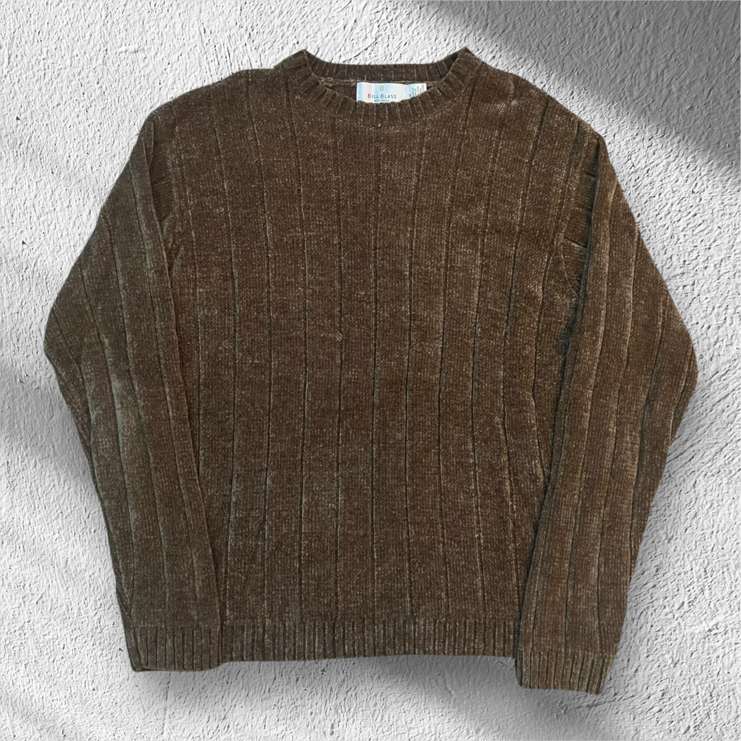 Vintage Bill Blass Ribbed Brown Knit Sweater – XL