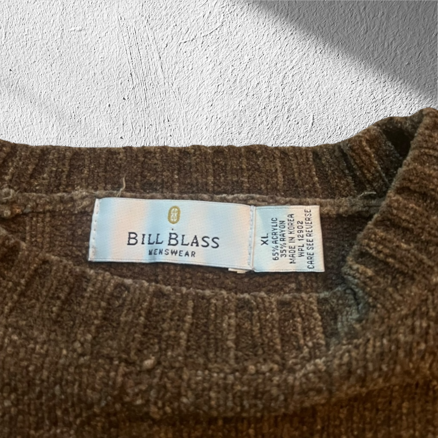 Vintage Bill Blass Ribbed Brown Knit Sweater – XL