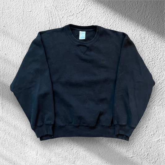 Vintage Russell Athletic Black Blank Crewneck Sweatshirt Size Large