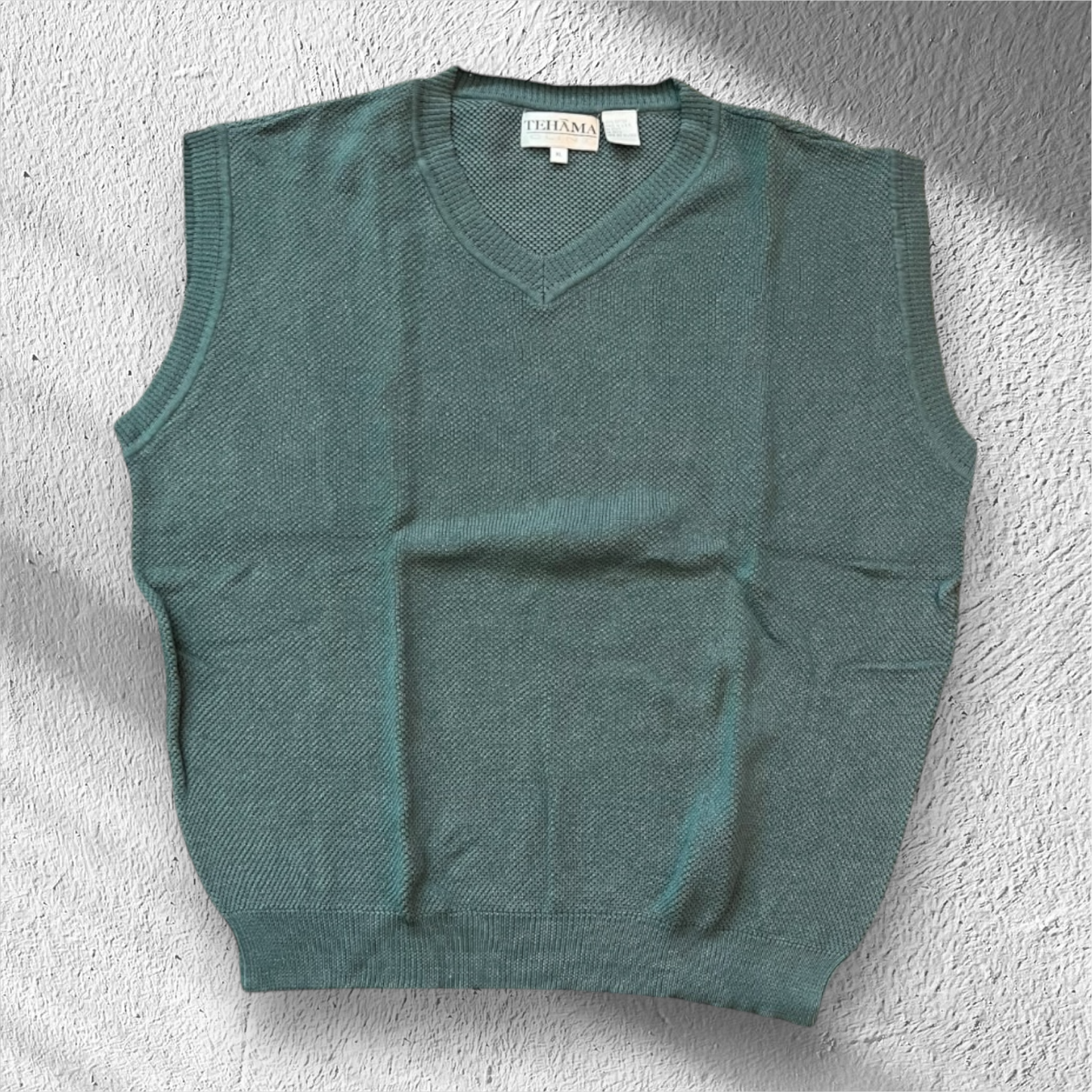 Vintage 90s Tehama Clint Green Cotton Knit Vest – XL, Made in USA, New