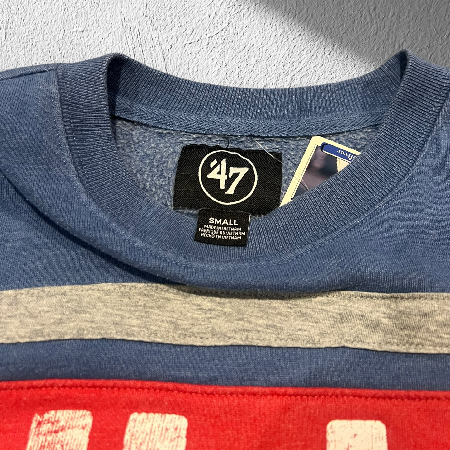 Buffalo Bills 47 Brand Spellout Pullover Crewneck – Size Small