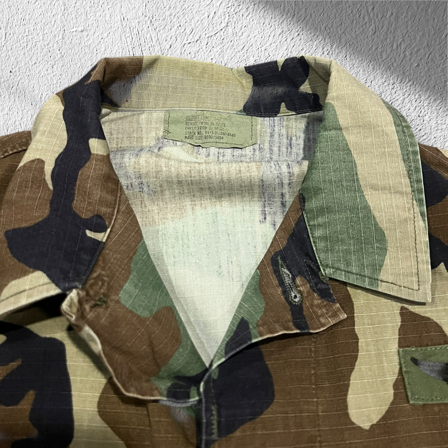 Vintage 80s U.S. Army Woodland Camo Utility Field Jacket BDU Ripstop Ironsides Patch