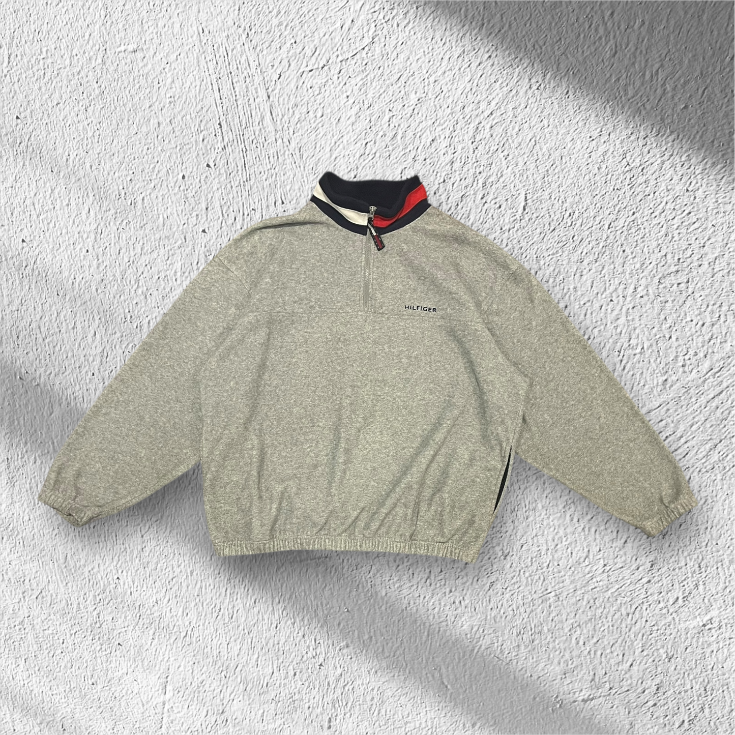 Vintage 90s Tommy Hilfiger Gray Fleece Quarter Zip XL
