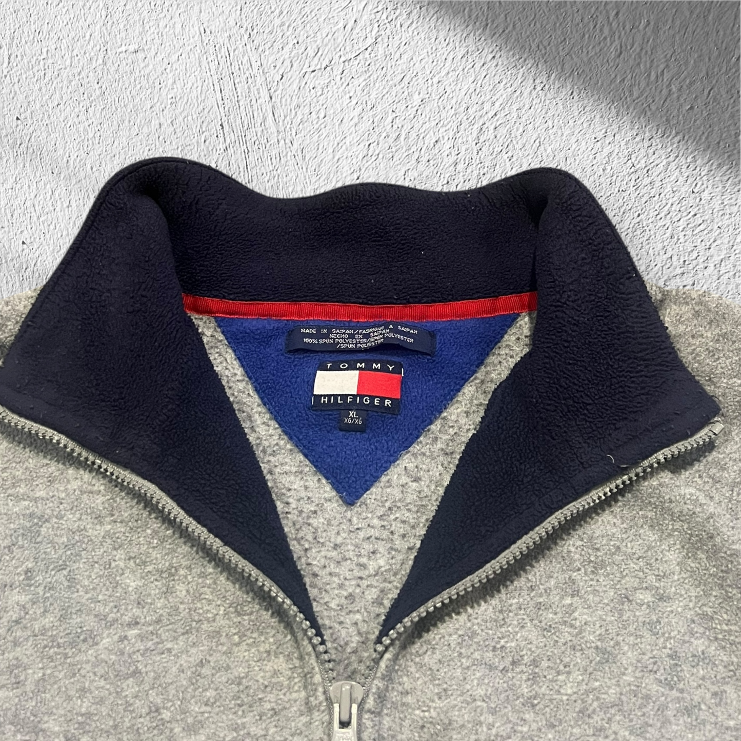 Vintage 90s Tommy Hilfiger Gray Fleece Quarter Zip XL