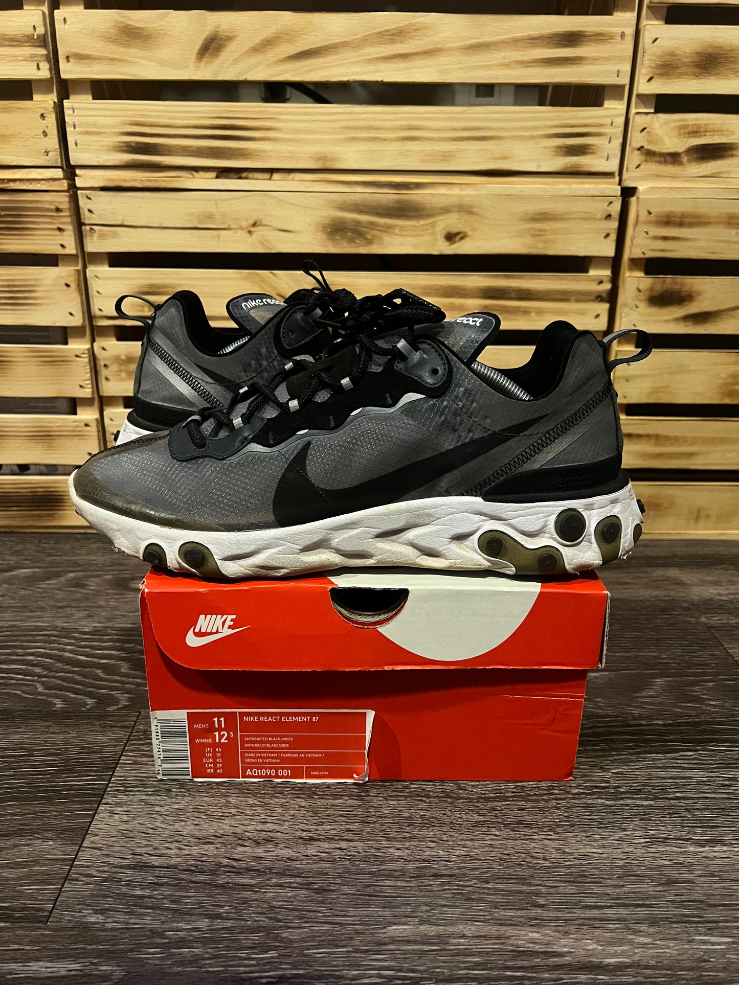 Nike React Element 87 Anthracite Black — Size 11