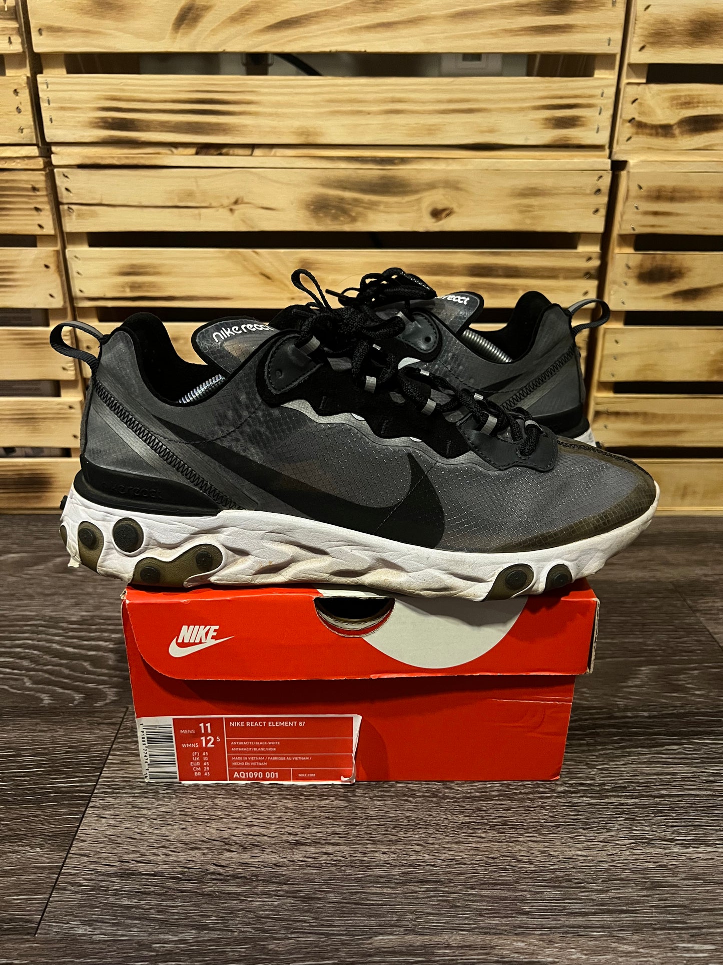 Nike React Element 87 Anthracite Black — Size 11