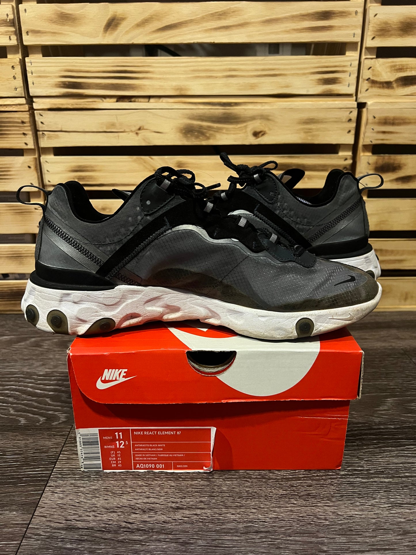 Nike React Element 87 Anthracite Black — Size 11