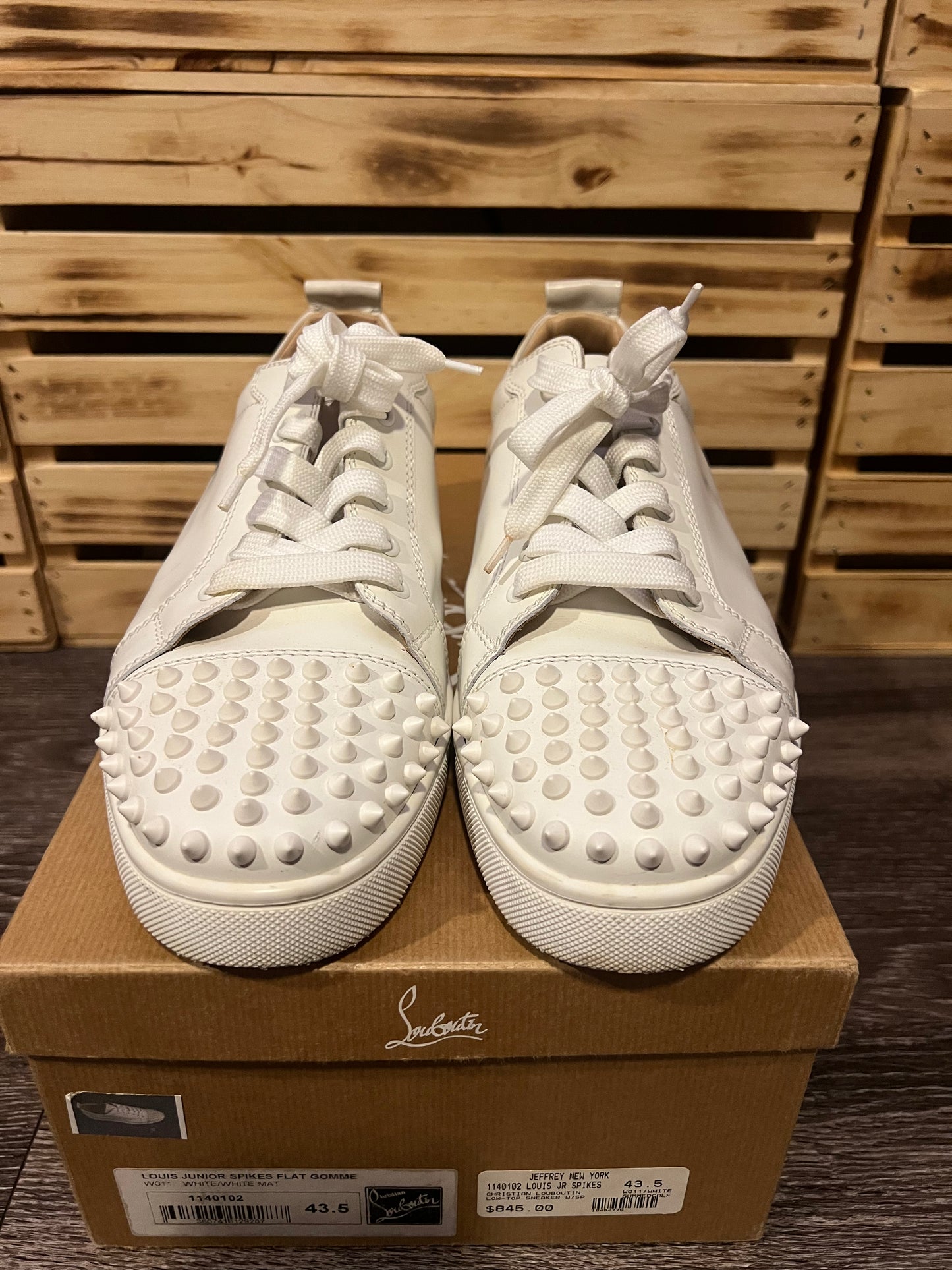 Christian Louboutin Louis Junior Spikes Gomme White | EU 43.5 / US 10.5